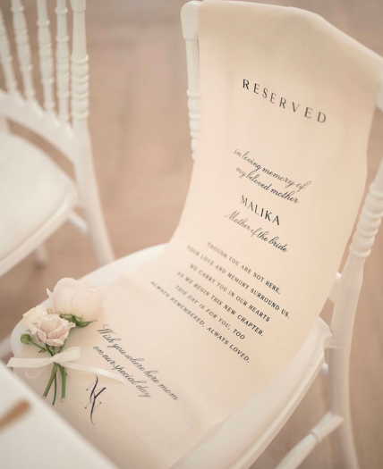 Reserved memorial chair banner